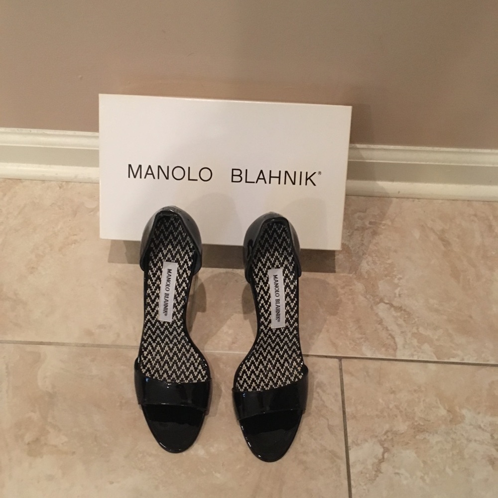 Manolo Blahnik stiletto peep toe pumps